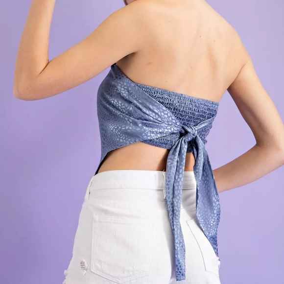 Solid blue bandana top *NEW W TAGS* - Picture 2 of 4